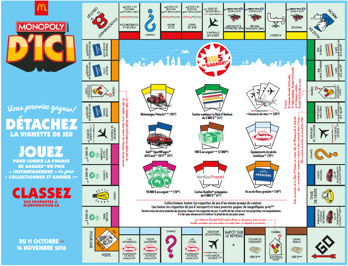McDonalds Monopoly Canada 2016 (McDPromotion.ca)