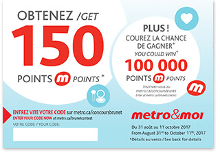 Cartes de participation du Concours Metro Brunet