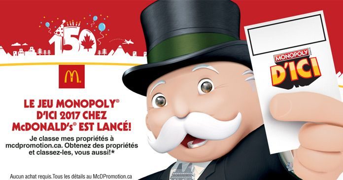 Concours Monopoly McDonald's Canada 2017 Concours Monopoly McDonald's Canada 2017