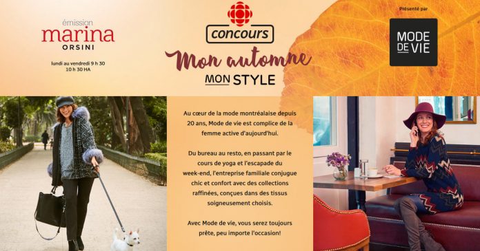 Concours Marina Orsini Mon Automne, Mon Style Concours Marina Orsini Mon Automne, Mon Style
